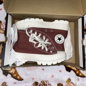 Chunky burgundy platform converse